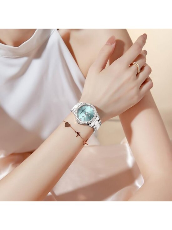 Women\'s Silver band /Blue dial Diamond Fashion Elegant Chronograph Wrist Watch main image 4
